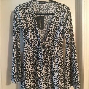 Mini dress black and white leopard pattern